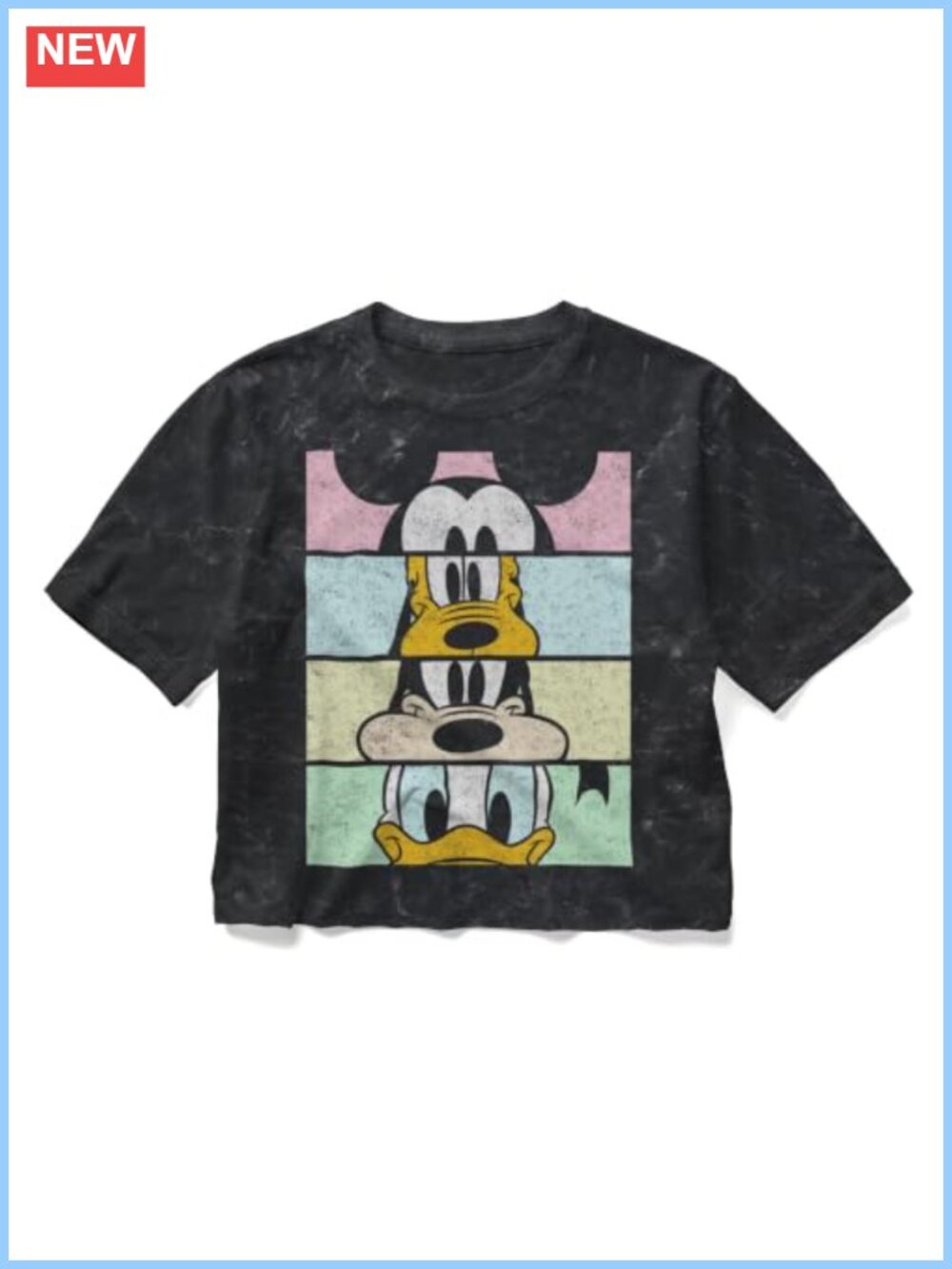 Disney Characters Mineral Wash Cotton Crop Tee Short Sleeve Crew Neck